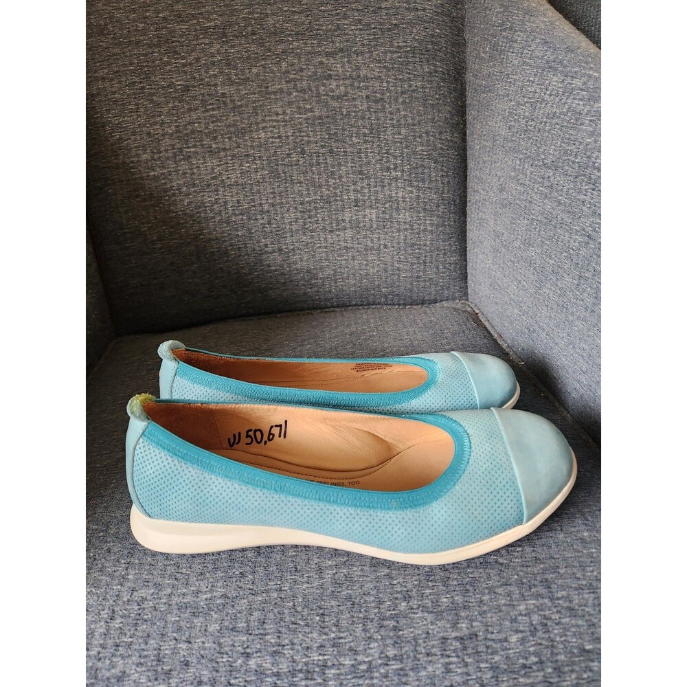 Samuel Hubbard Aqua Blue Leather & Suede Slip-on Flats Size 8.5